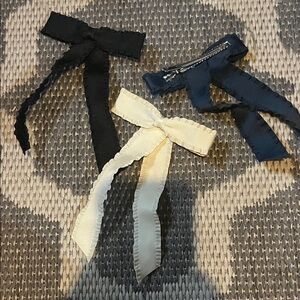 Black, navy  and Cream Hair Bows Set